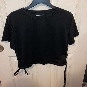 Shein drawstring black crop top